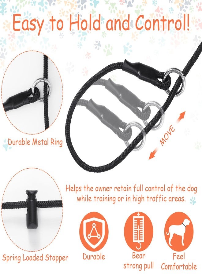 Vincreem 3 Pcs Slip Leash for Dogs 4.6ft Black Adjustable Training Lead Rope Heavy Duty Slip Lead Rope Spring Loaded Stopper Long Leash for Large Medium Dogs - Image 4
